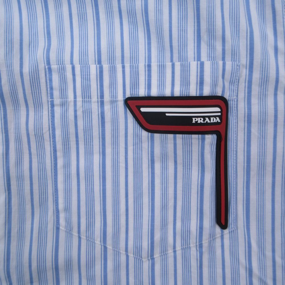Prada Striped Back Logo Regular Color Shirt Button Down Long Sleeve — view 5