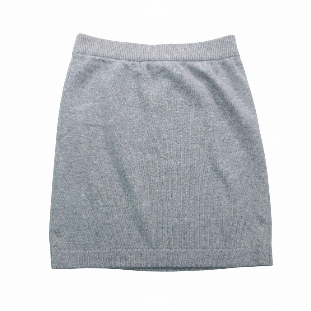 Chanel Vintage Pure Cashmere Knit Tight Skirt Gold Buttons Gray 2 — view 2