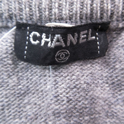 Chanel Vintage Pure Cashmere Knit Tight Skirt Gold Buttons Gray 2 — view 3