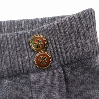 Chanel Vintage Pure Cashmere Knit Tight Skirt Gold Buttons Gray 2 — view 5
