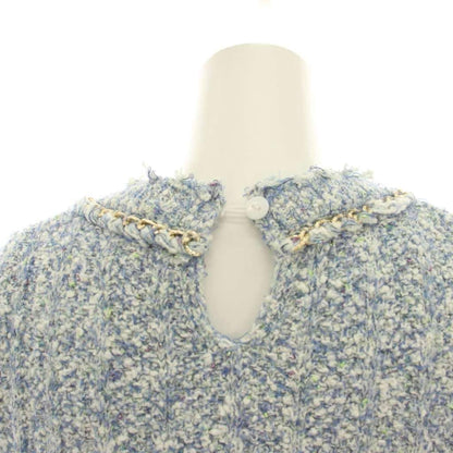 Chanel Uniform Tweed Dress Short Sleeve Knee Length 5 Buttons 36 Blue White — view 6