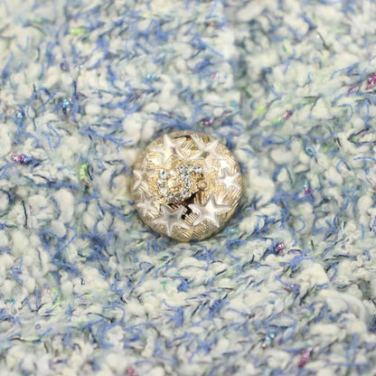 Chanel Uniform Tweed Dress Short Sleeve Knee Length 5 Buttons 36 Blue White — view 8