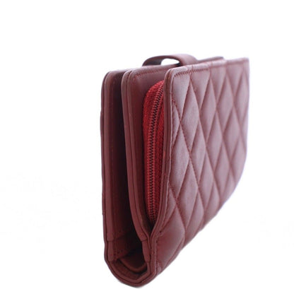 Chanel Quilted Lambskin Bifold Wallet CC Logo Bordeaux — view 2