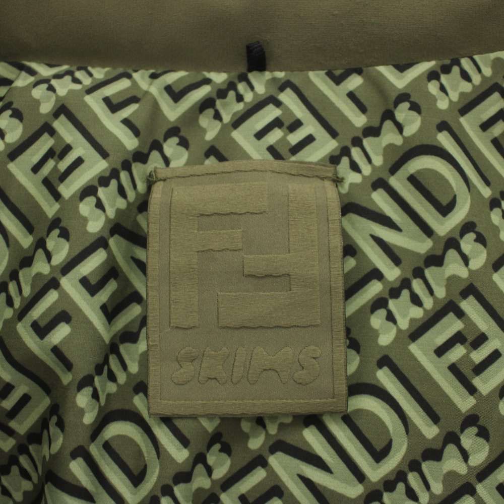 Fendi Skims Down Jacket Logo All Over Pattern S Khaki Agnr — view 3