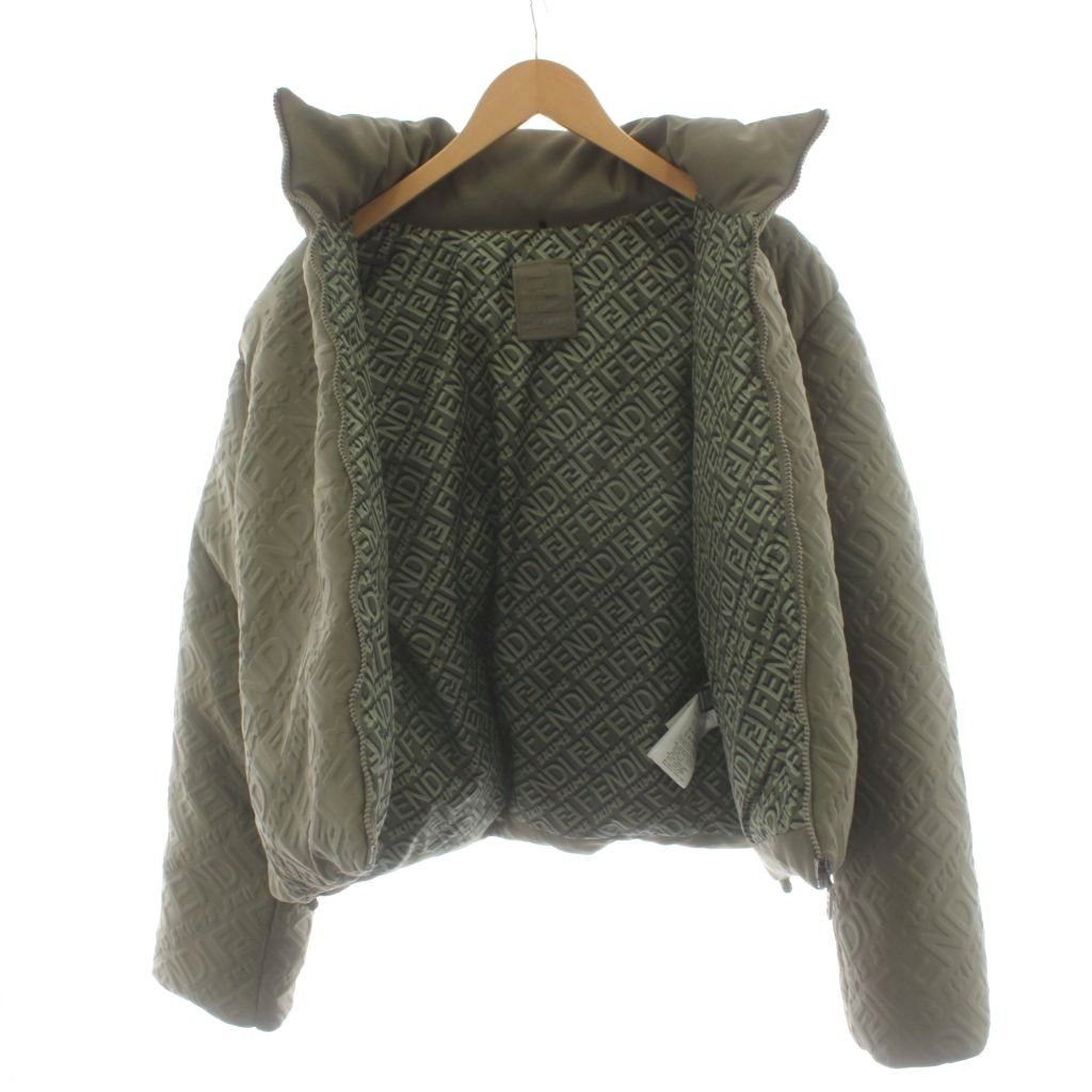 Fendi Skims Down Jacket Logo All Over Pattern S Khaki Agnr — view 4