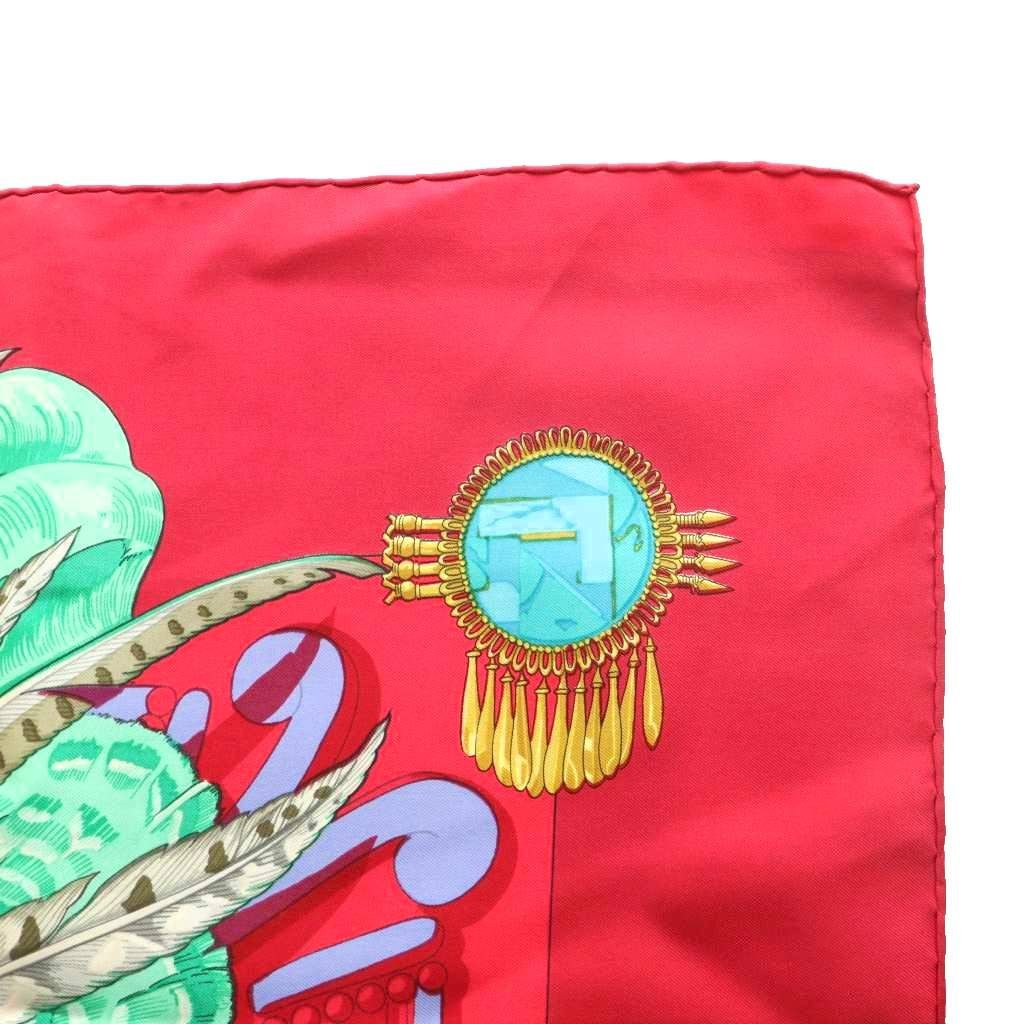 Hermes Carre 90 Mexico Mexique Scarf Buddha Statue Large Multicolor Red Green Ss Os Oh — view 4