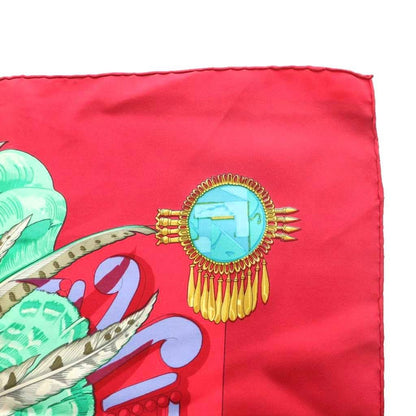 Hermes Carre 90 Mexico Mexique Scarf Buddha Statue Large Multicolor Red Green Ss Os Oh — view 4