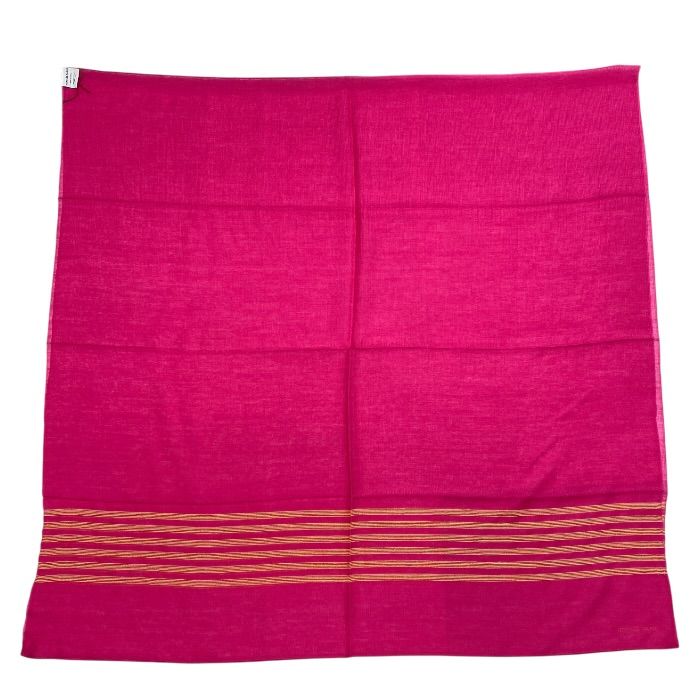 Hermes Scarf Shawl Large Cashmere Silk Logo Pink Yellow — view 6