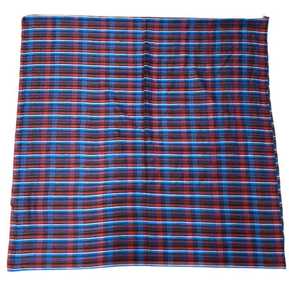 Hermes Check Scarf Shawl Large Cashmere Silk Logo Blue Red Multicolor — view 5