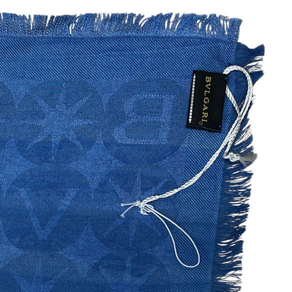 Bvlgari Logomania Scarf Shawl Logo Gradient Black Blue Silk Wool — view 8