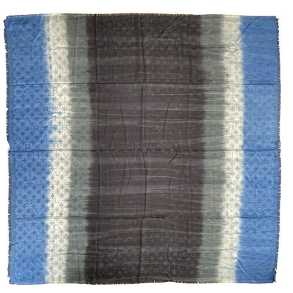 Bvlgari Logomania Scarf Shawl Logo Gradient Black Blue Silk Wool — view 2