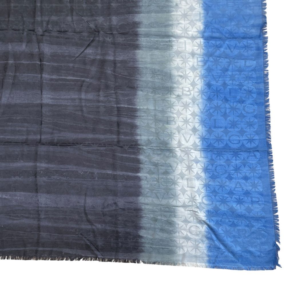 Bvlgari Logomania Scarf Shawl Logo Gradient Black Blue Silk Wool — view 5