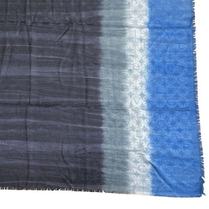 Bvlgari Logomania Scarf Shawl Logo Gradient Black Blue Silk Wool — view 5