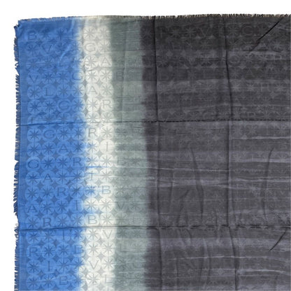 Bvlgari Logomania Scarf Shawl Logo Gradient Black Blue Silk Wool — view 3