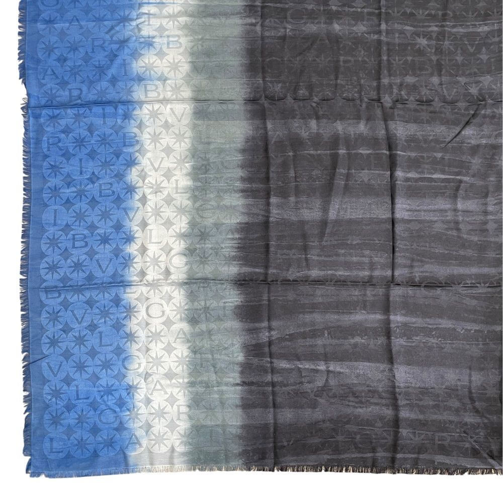 Bvlgari Logomania Scarf Shawl Logo Gradient Black Blue Silk Wool — view 4