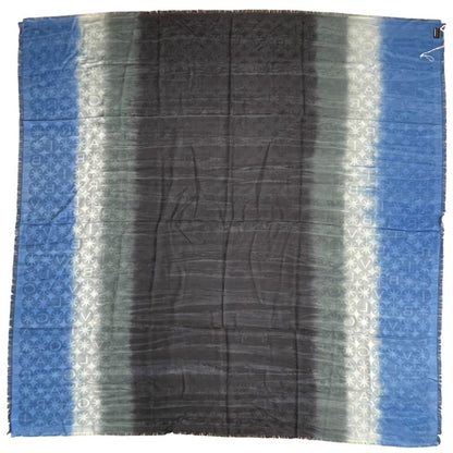 Bvlgari Logomania Scarf Shawl Logo Gradient Black Blue Silk Wool — view 7