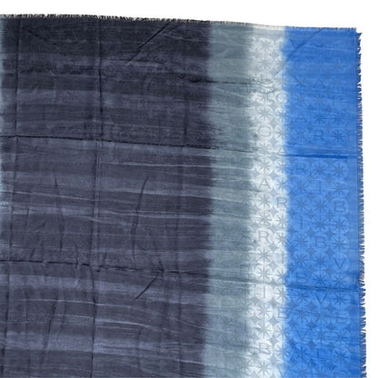 Bvlgari Logomania Scarf Shawl Logo Gradient Black Blue Silk Wool — view 6