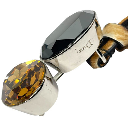 Dior Crystal Stone Leopard Belt Brown Calf Hair Leather — view 3