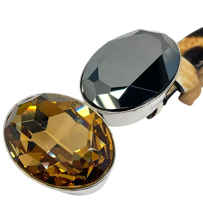 Dior Crystal Stone Leopard Belt Brown Calf Hair Leather — view 2