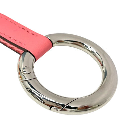 Hermes Strap Carre Pocket Neck Key Ring Pink Silver Canvas — view 4