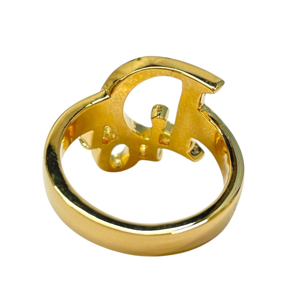 Dior Logo Ring Crystal Rhinestone Gold — view 6
