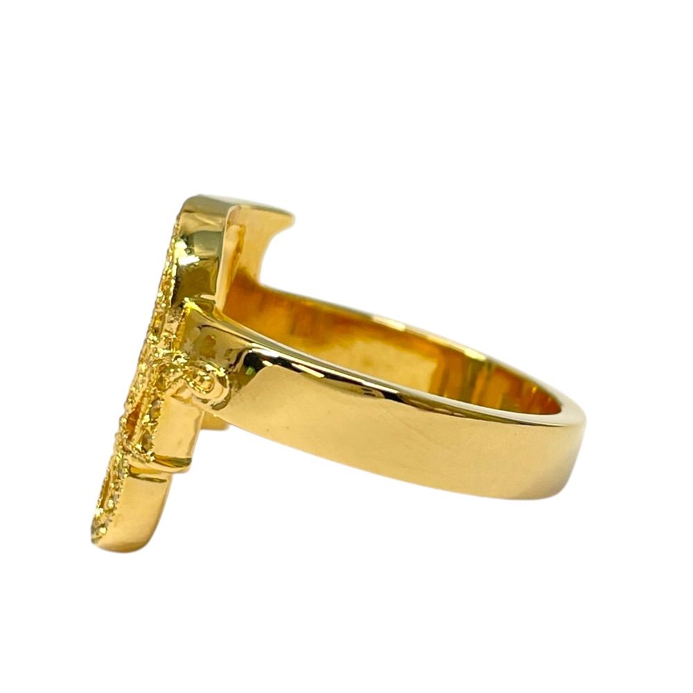 Dior Logo Ring Crystal Rhinestone Gold — view 5