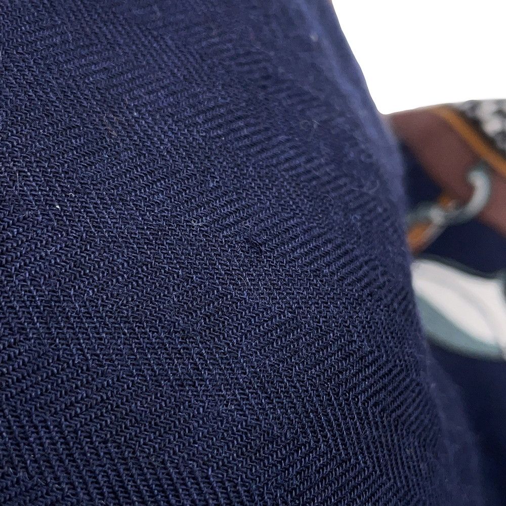 Hermes Shawl Triangle Jean Folding Top Carriage Cashmere Silk Navywhite Canvas Tabac — view 2