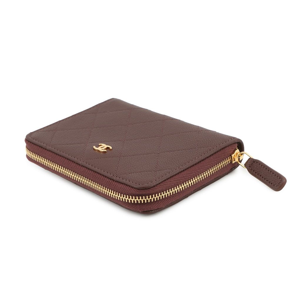 Chanel Bifold Wallet CC Logo Round Zip Compact Grain Gotoskin — view 2
