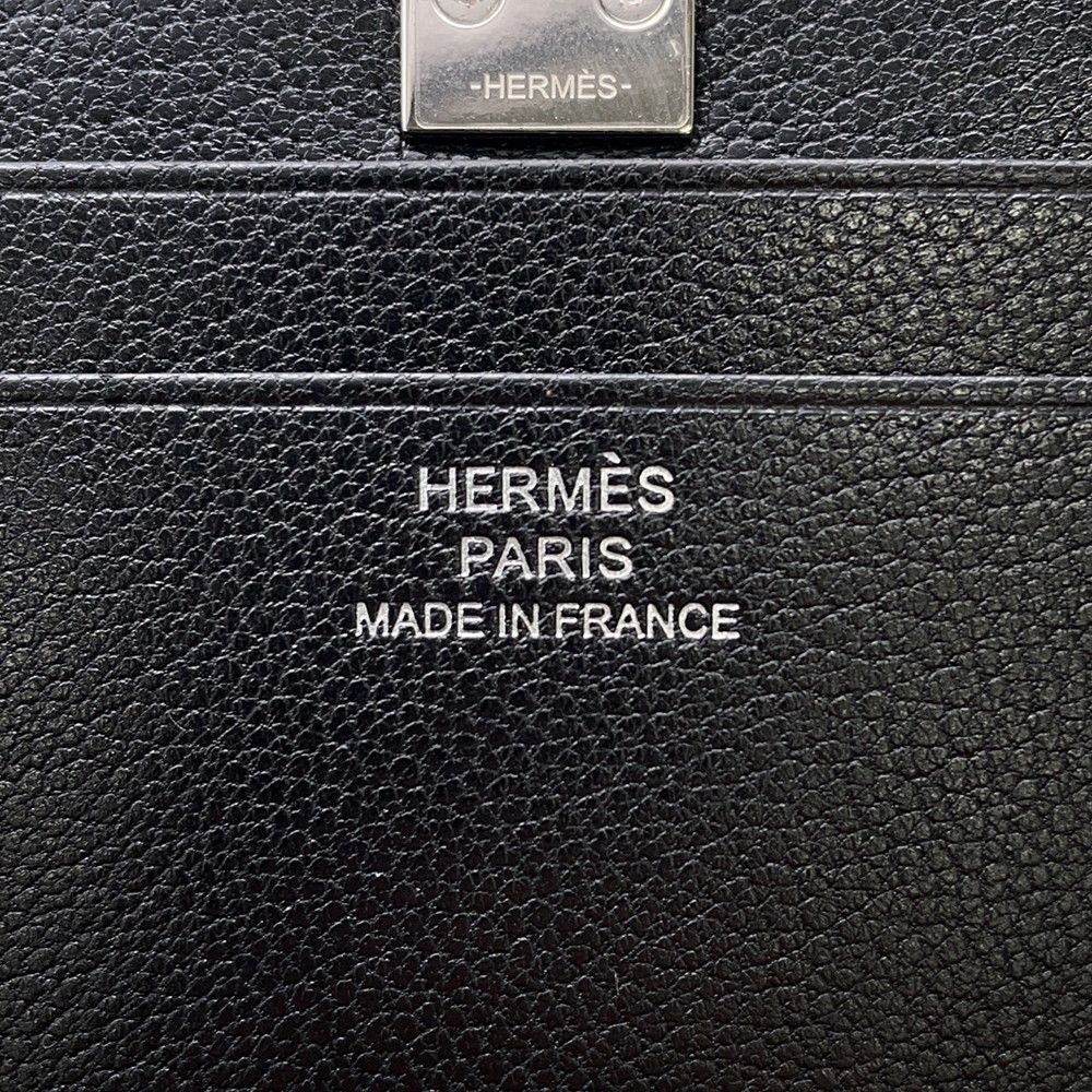 Hermes Card Case Medallion Black Silver Chevre Sham Kira — view 7