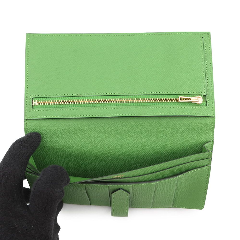 Hermes Wallet Bearn Souffle Vert Yucca Gold Epsom Veil — view 5