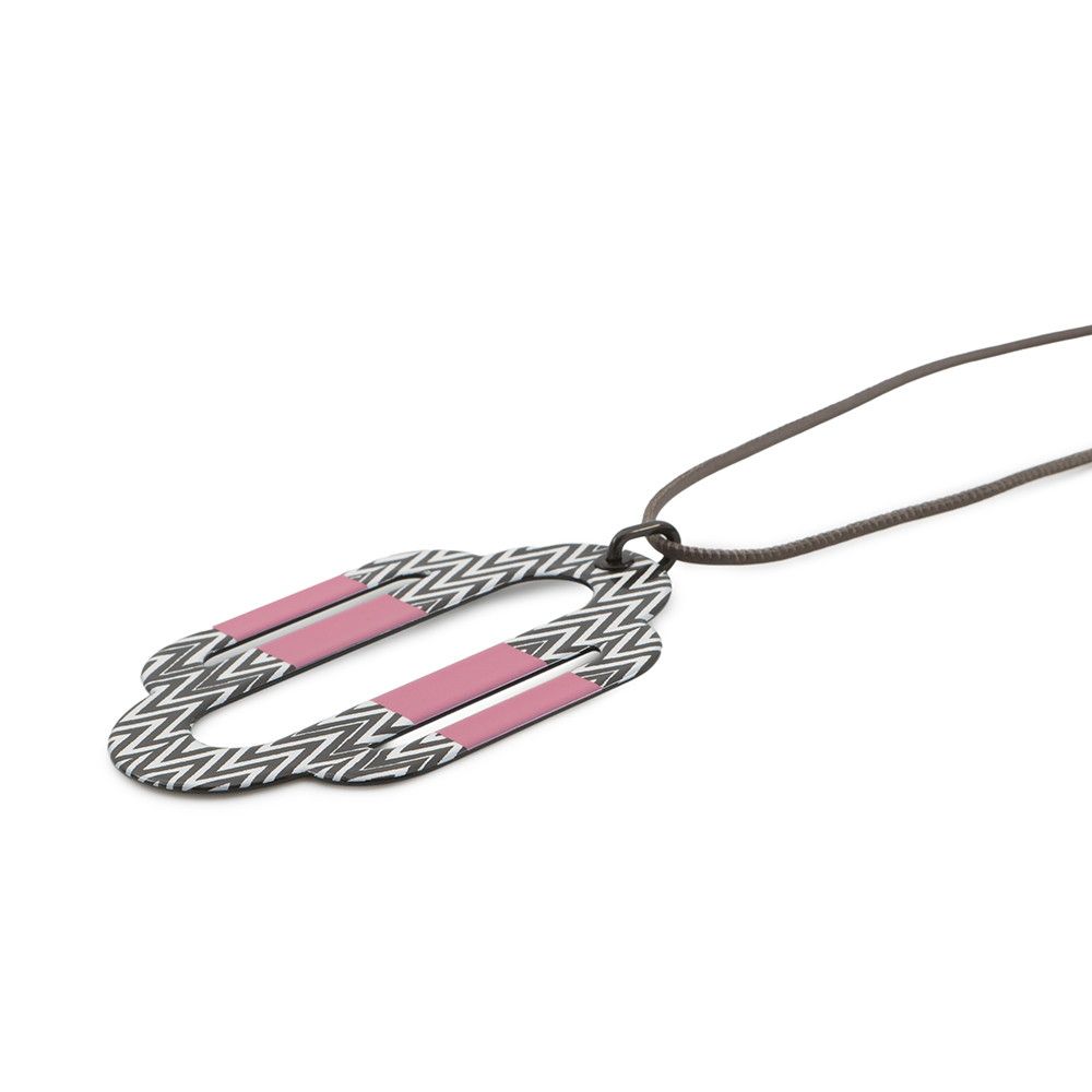 Hermes Necklace Attrage Metal Pendant Pink White Black — view 2