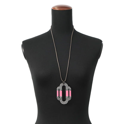 Hermes Necklace Attrage Metal Pendant Pink White Black — view 4
