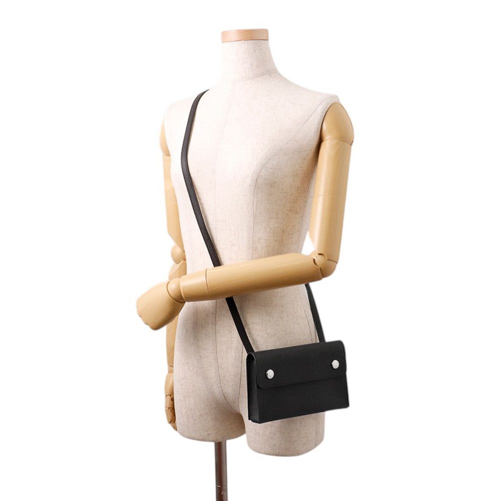 Hermes Shoulder Wallet Nap to Go Black Silver Epsom — view 4
