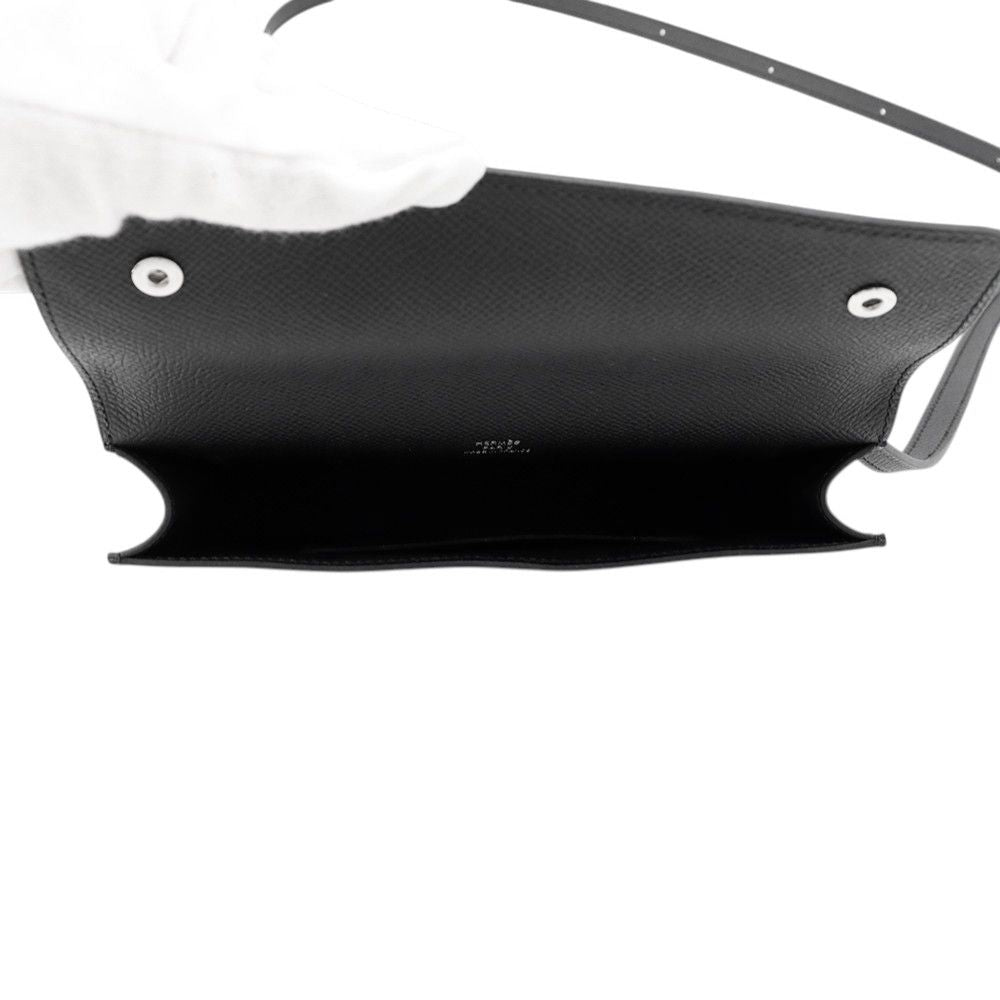 Hermes Shoulder Wallet Nap to Go Black Silver Epsom — view 5