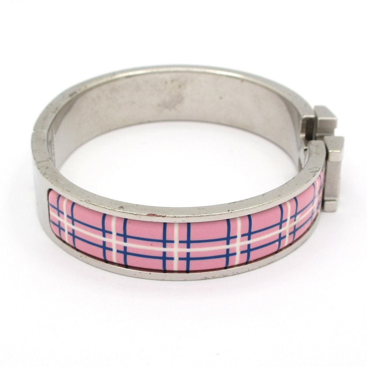 Hermes Bangle Click Silver Pink Multi Plaid Pattern X — view 2