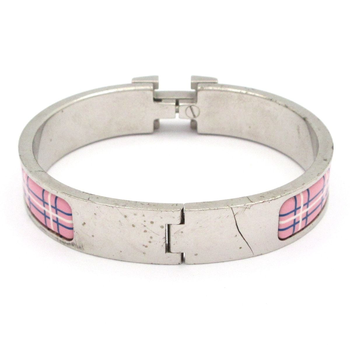 Hermes Bangle Click Silver Pink Multi Plaid Pattern X — view 3