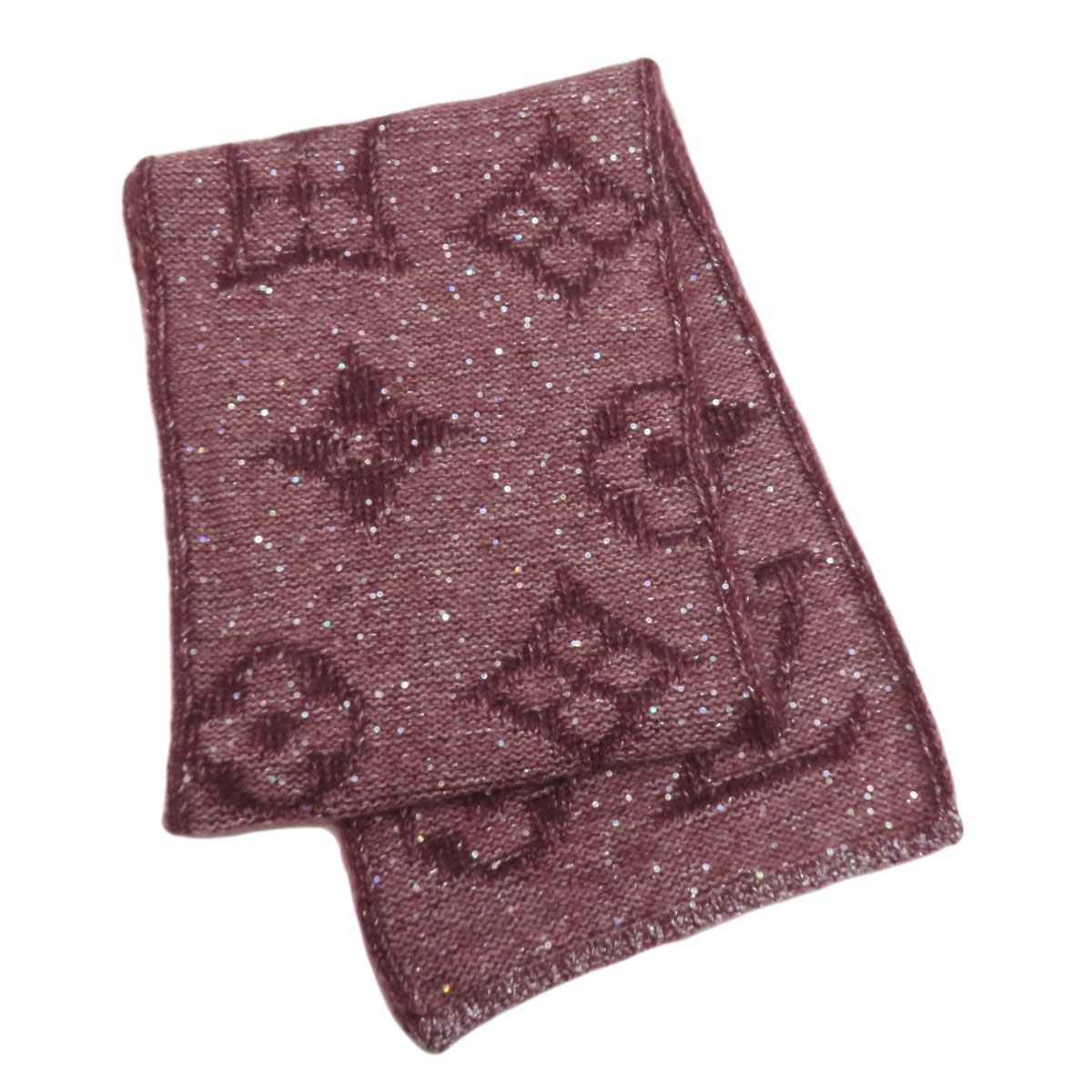 Louis Vuitton Monogram Sequin Scarf Mohair Nylon Cotton Boldpurple — view 2