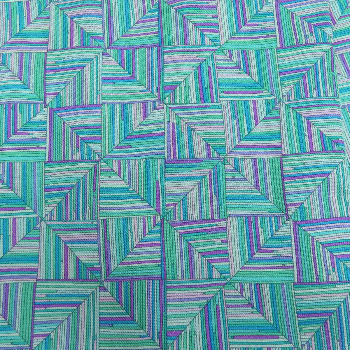 Hermes Geometric Pattern Scarf Silk Turquoise X Purple Green — view 3