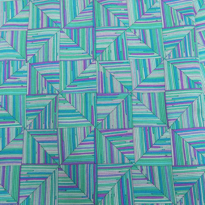 Hermes Geometric Pattern Scarf Silk Turquoise X Purple Green — view 3