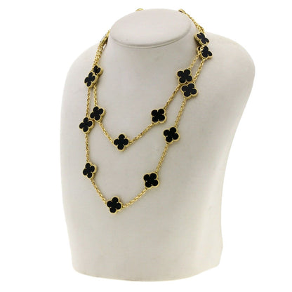Van Cleef & Arpels Vintage Alhambra Onyx Necklace 18K Yellow Gold — view 8