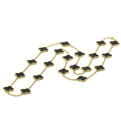 Van Cleef & Arpels Vintage Alhambra Onyx Necklace 18K Yellow Gold — view 7