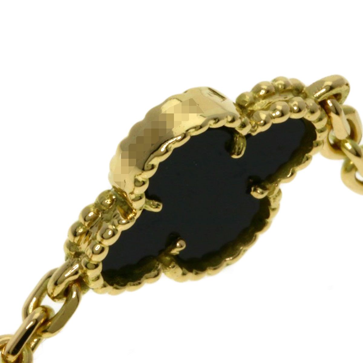Van Cleef & Arpels Vintage Alhambra Onyx Necklace 18K Yellow Gold — view 6