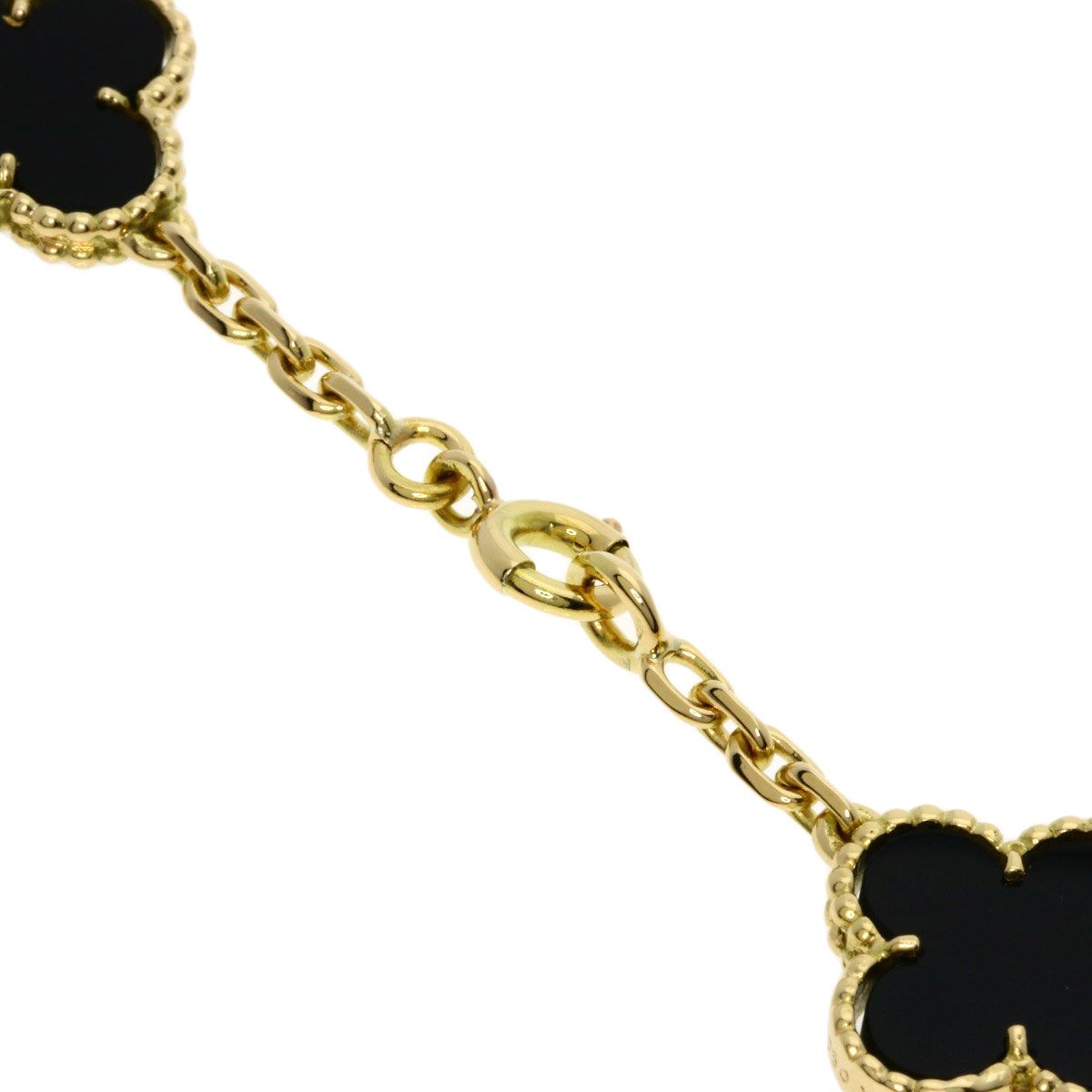 Van Cleef & Arpels Vintage Alhambra Onyx Necklace 18K Yellow Gold — view 3