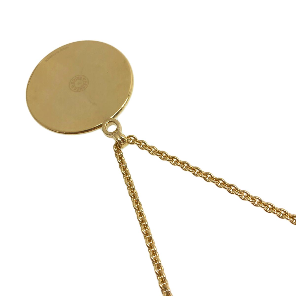 Hermes Medaille Necklace Metal Gold White — view 2