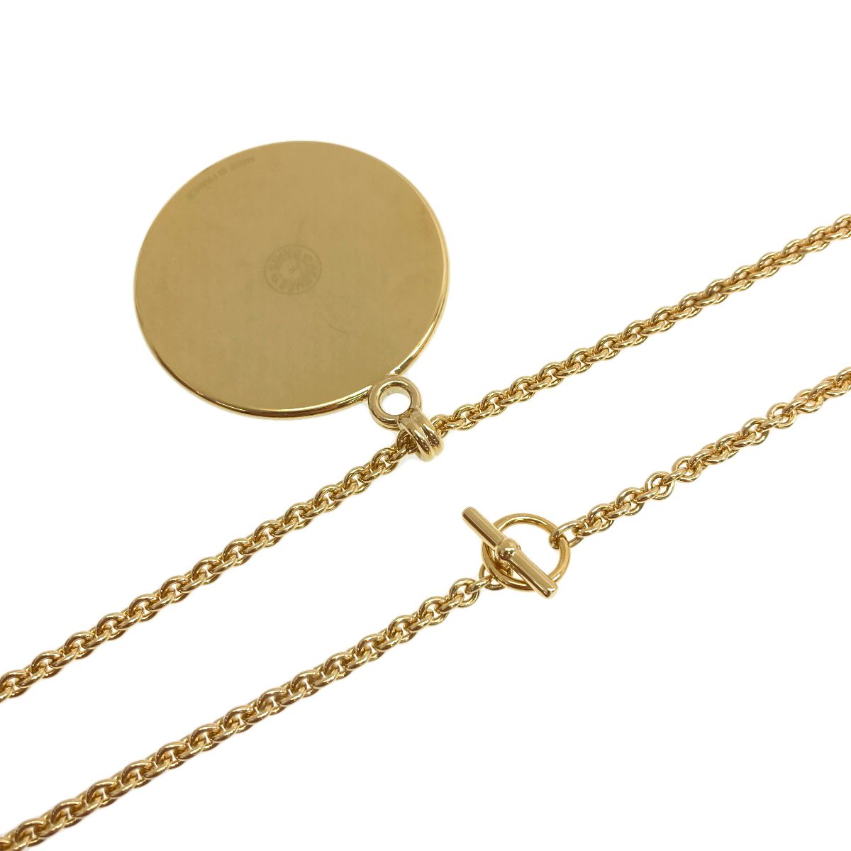 Hermes Medaille Necklace Metal Gold White — view 3