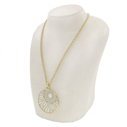 Hermes Medaille Necklace Metal Gold White — view 8