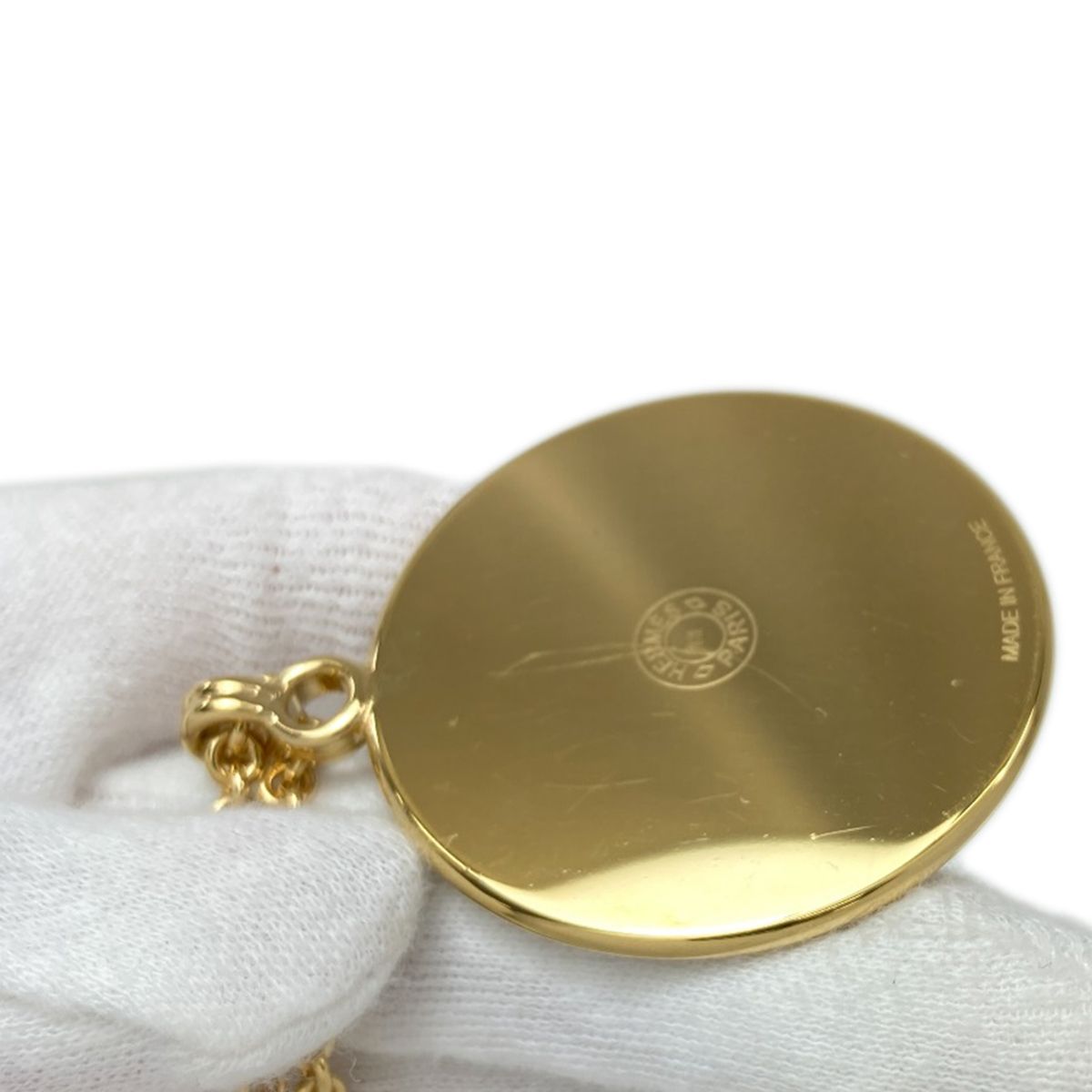 Hermes Medaille Necklace Metal Gold White — view 6