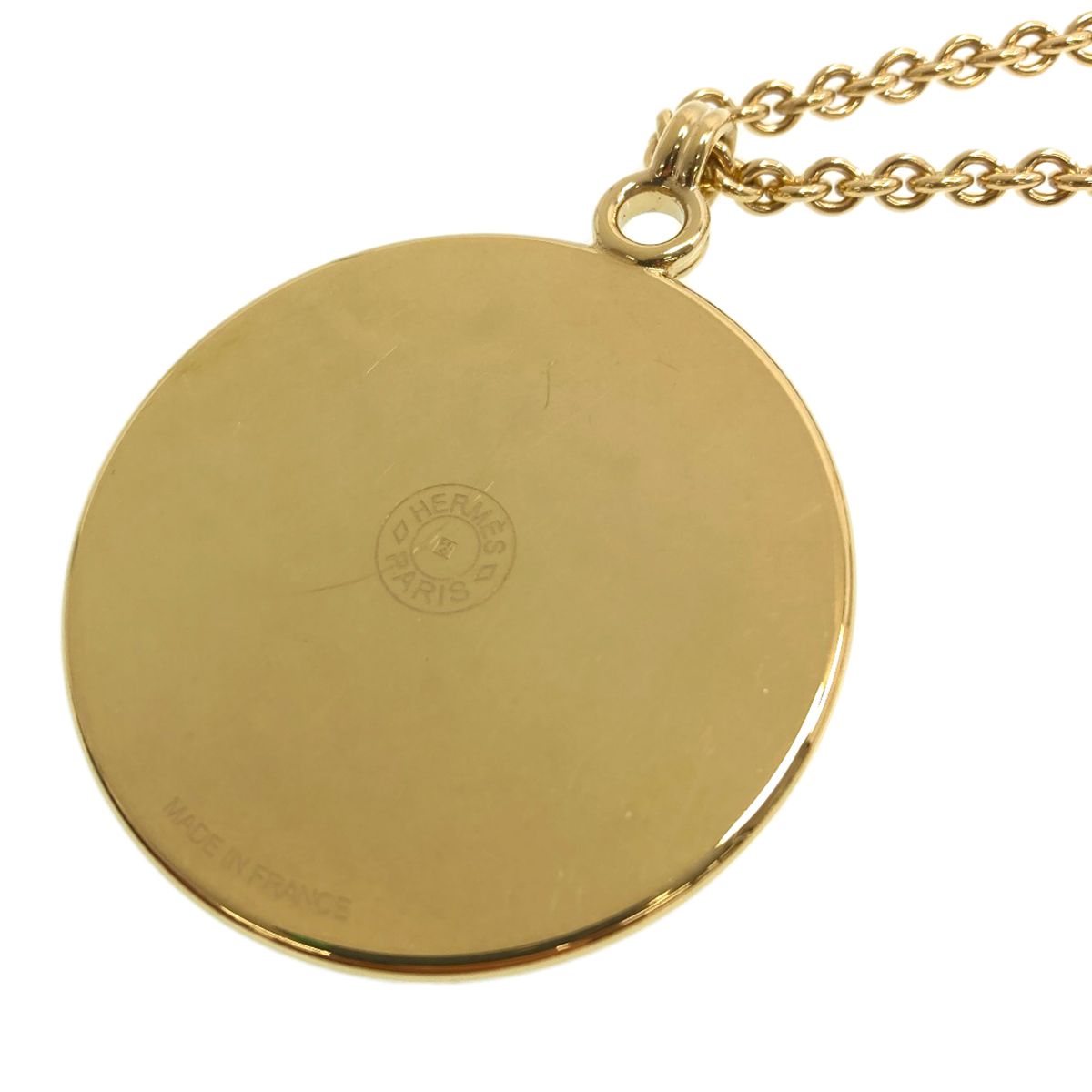 Hermes Medaille Necklace Metal Gold White — view 4