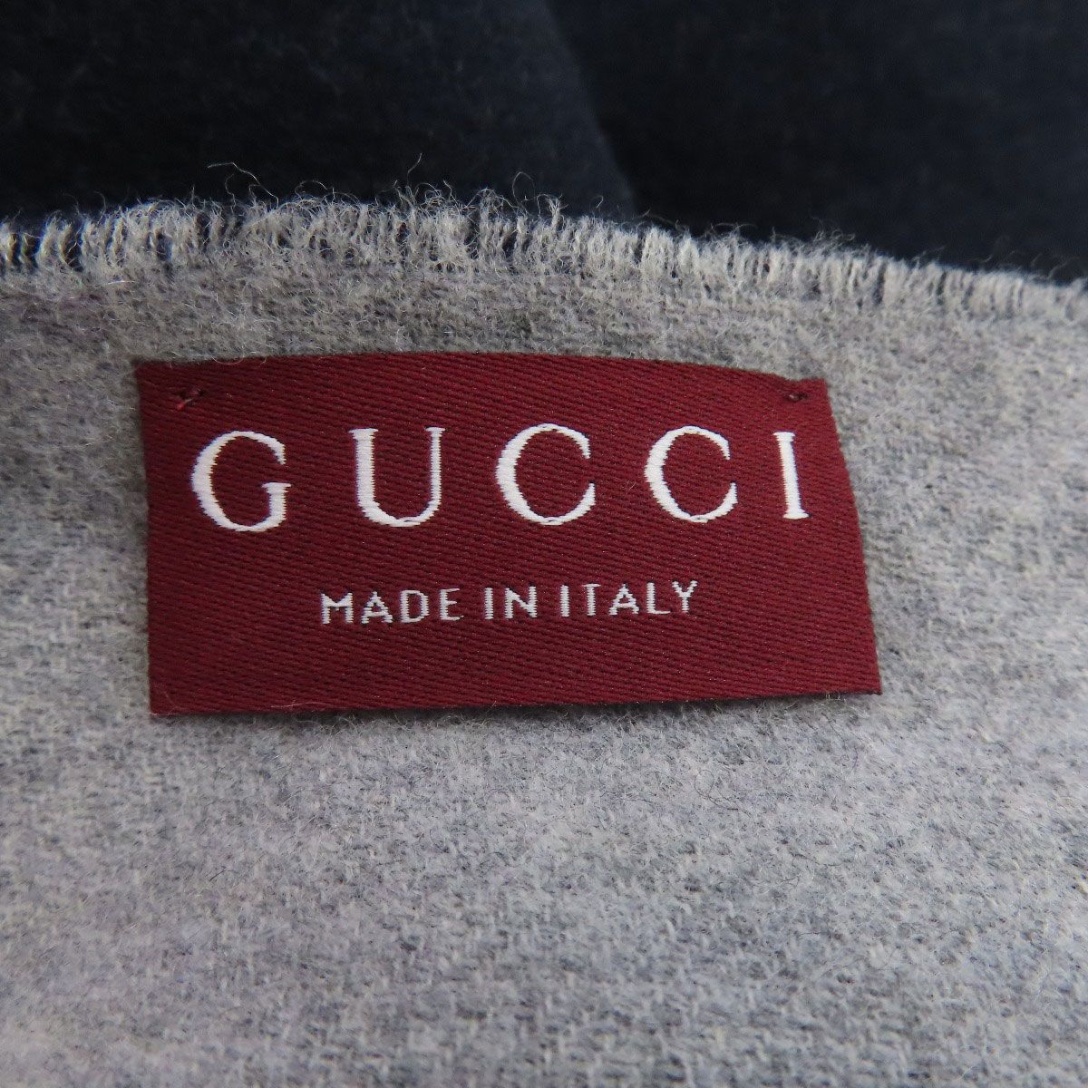 Gucci Logo Scarf Cashmere Navy Gray — view 4