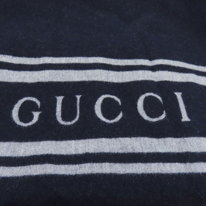 Gucci Logo Scarf Cashmere Navy Gray — view 3